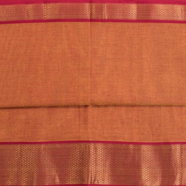 Orange Two Tone Mercerised Cotton With Two Side Ethnic Border Fabric for Sarees and Kurtis