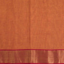 Orange Two Tone Mercerised Cotton With Two Side Ethnic Border Fabric for Sarees and Kurtis
