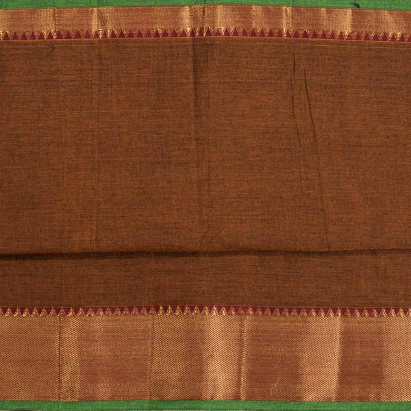 Rust Brown Colour Mercerised Cotton With Two Side Ethnic Border Fabric for Sarees and Kurtis