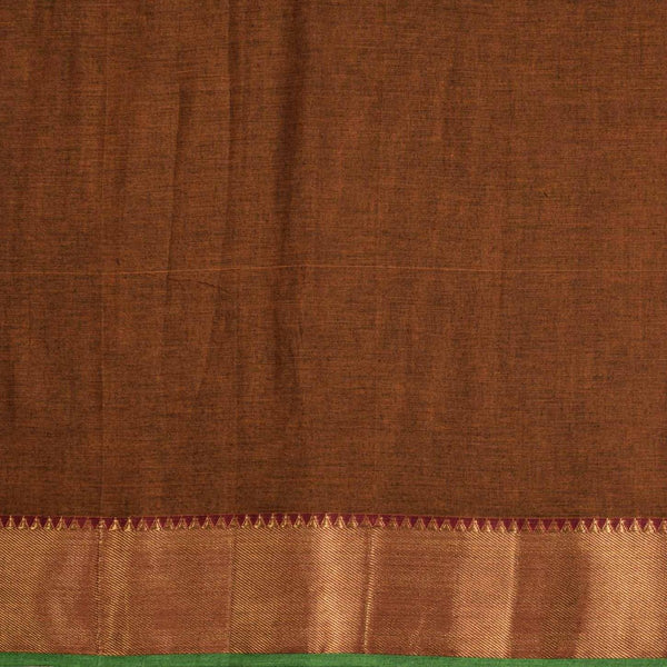 Rust Brown Colour Mercerised Cotton With Two Side Ethnic Border Fabric for Sarees and Kurtis