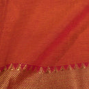 Orange Two Tone Mercerised Cotton With Two Side Ethnic Border Fabric for Sarees and Kurtis