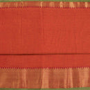 Orange Two Tone Mercerised Cotton With Two Side Ethnic Border Fabric for Sarees and Kurtis
