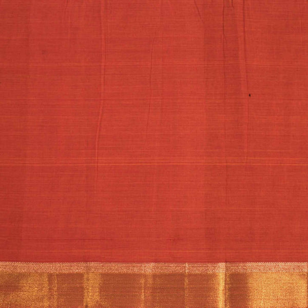 Orange Two Tone Mercerised Cotton With Two Side Ethnic Border Fabric for Sarees and Kurtis
