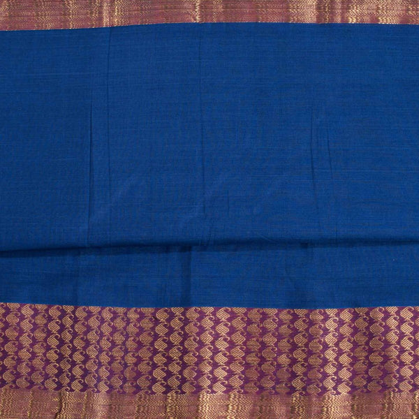 Deep Blue Colour Mercerised Cotton With Two Side Paisley Border Fabric for Sarees and Kurtis