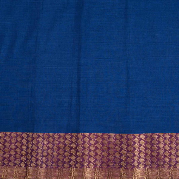 Deep Blue Colour Mercerised Cotton With Two Side Paisley Border Fabric for Sarees and Kurtis