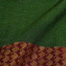 Fern Green Colour Mercerised Cotton With Two Side Paisley Border Fabric for Sarees and Kurtis