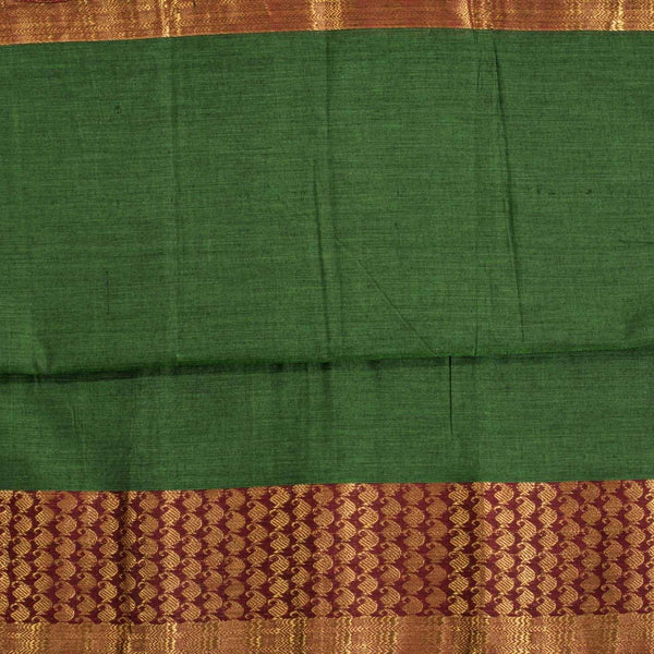 Fern Green Colour Mercerised Cotton With Two Side Paisley Border Fabric for Sarees and Kurtis