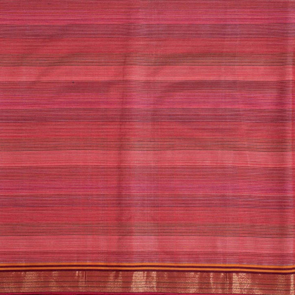 Coral Colour Mercerised Cotton With Two Side Zari Border Fabric for Sarees and Kurtis