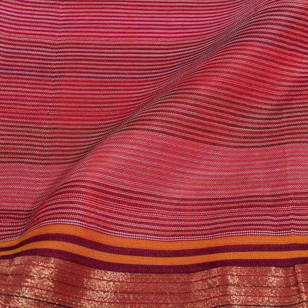 Coral Colour Mercerised Cotton With Two Side Zari Border Fabric for Sarees and Kurtis