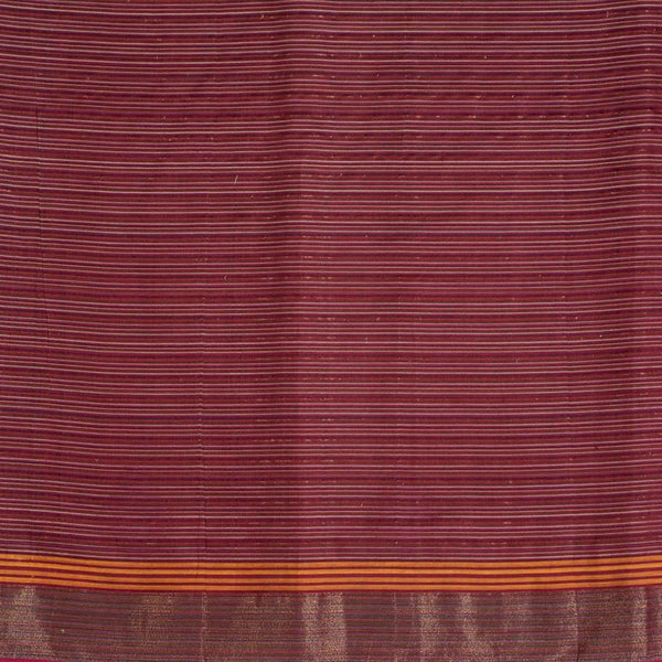 Plum Colour Mercerised Cotton With Two Side Zari Border Fabric for Sarees and Kurtis