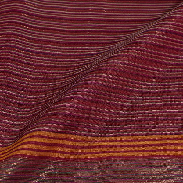 Plum Colour Mercerised Cotton With Two Side Zari Border Fabric for Sarees and Kurtis