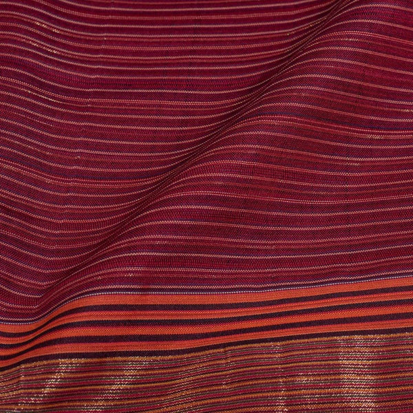 Maroon Colour Mercerised Cotton With Two Side Zari Border Fabric for Sarees and Kurtis