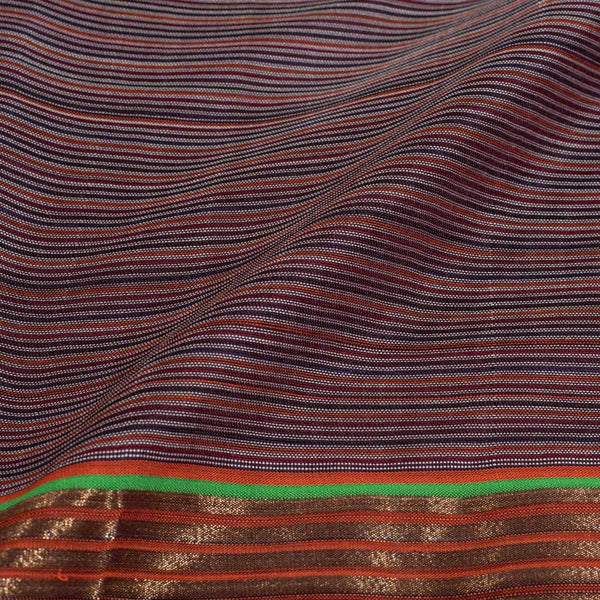 Maroon Colour Mercerised Cotton With Two Side Zari Border Fabric for Sarees and Kurtis