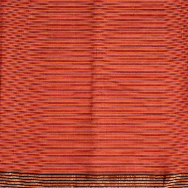 Orange Colour Mercerised Cotton With Two Side Zari Border Fabric for Sarees and Kurtis