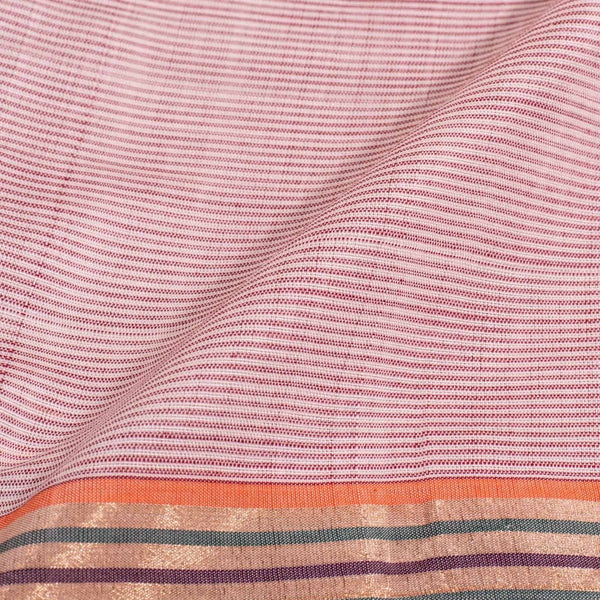 Off White Colour Mercerised Cotton With Two Side Zari Border Fabric for Sarees and Kurtis