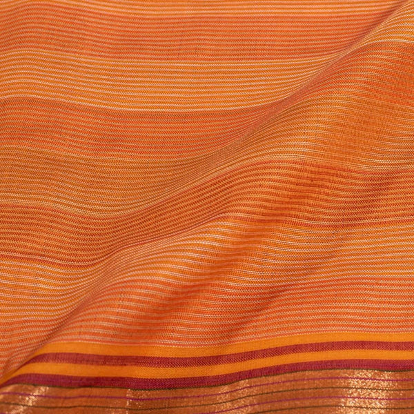 Mustard Orange Colour Mercerised Cotton With Two Side Zari Border Fabric for Sarees and Kurtis