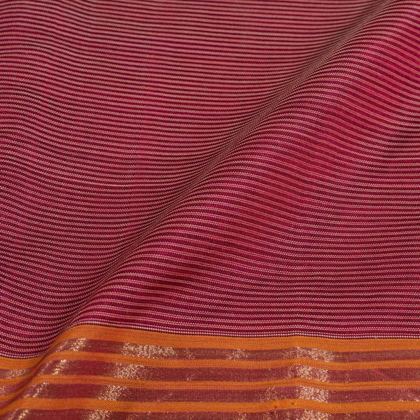 Maroon Colour Mercerised Cotton With Two Side Zari Border Fabric for Sarees and Kurtis