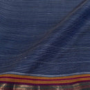 Navy Blue Colour Mercerised Cotton With Two Side Zari Border Fabric for Sarees and Kurtis