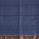 Navy Blue Colour Mercerised Cotton With Two Side Zari Border Fabric for Sarees and Kurtis