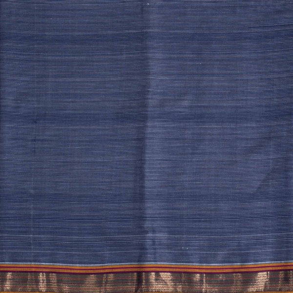 Navy Blue Colour Mercerised Cotton With Two Side Zari Border Fabric for Sarees and Kurtis