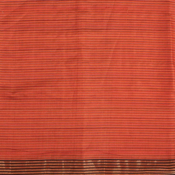 Orange Colour Mercerised Cotton With Two Side Zari Border Fabric for Sarees and Kurtis