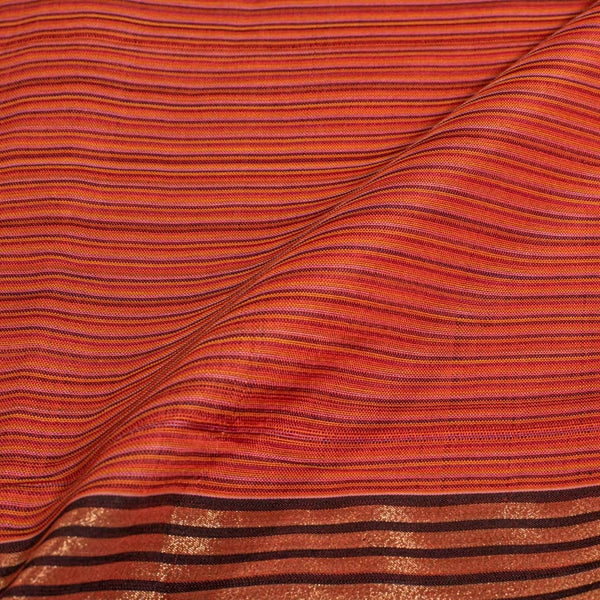 Orange Colour Mercerised Cotton With Two Side Zari Border Fabric for Sarees and Kurtis