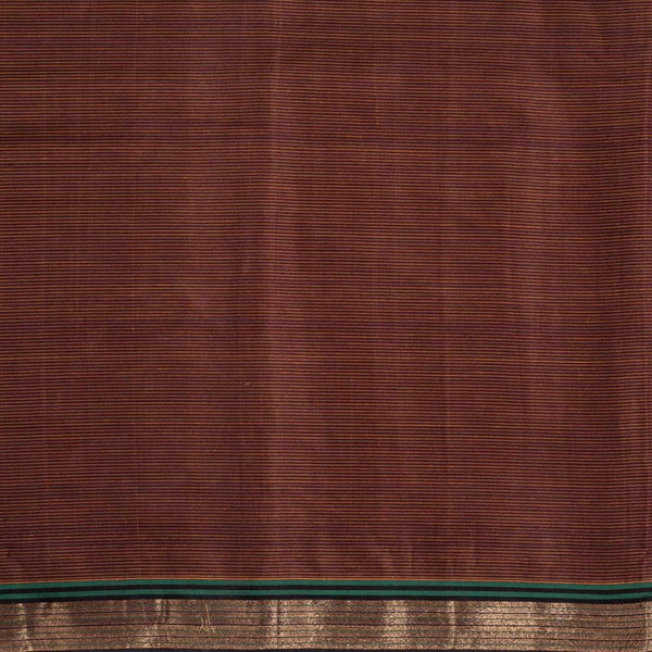 Coffee Brown Two Tone Mercerised Cotton With Two Side Zari Border Fabric for Sarees and Kurtis
