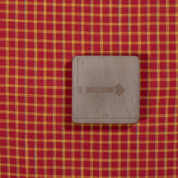 Red Orange Colour Checks Washed Slub Cotton Fabric