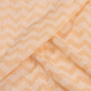 Pastel Peach Colour Chevron Print Muslin Feel Viscose Fabric