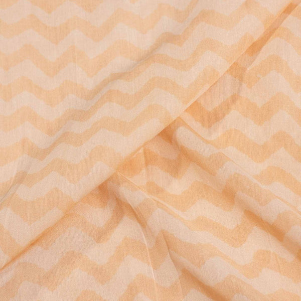 Pastel Peach Colour Chevron Print Muslin Feel Viscose Fabric