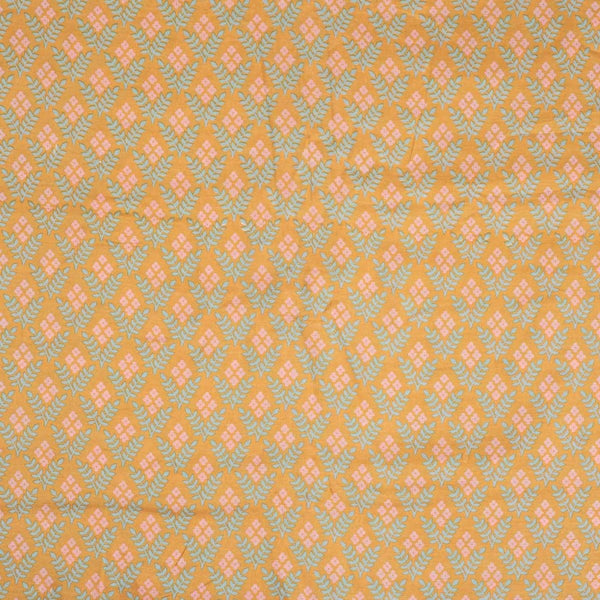 Mustard  Colour Floral Print Muslin Feel Viscose Fabric