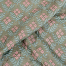 Shale Green Colour Floral Print Muslin Feel Viscose Fabric