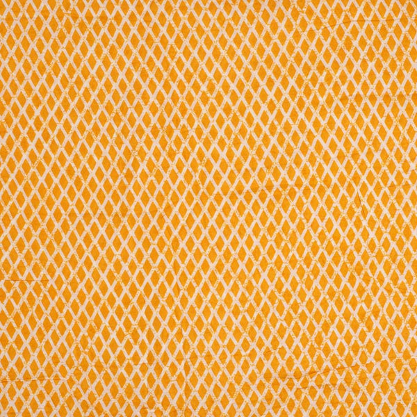 Golden Yellow Colour Geometric Print Muslin Feel Viscose Fabric