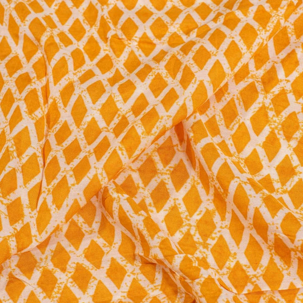 Golden Yellow Colour Geometric Print Muslin Feel Viscose Fabric