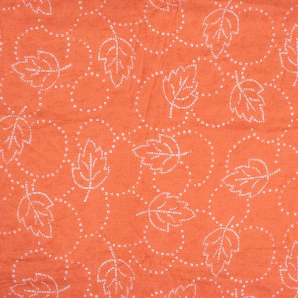 Carrot Orange Colour Bandhani Print Muslin Feel Viscose Fabric