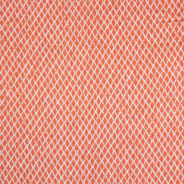 Carrot Orange Colour Geometric Print Muslin Feel Viscose Fabric