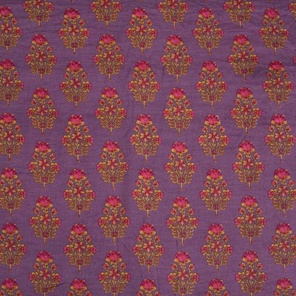 Dark Purple Colour Floral Print Muslin Feel Viscose Fabric