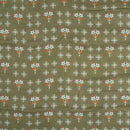 Olive Colour Floral Print Muslin Feel Viscose Fabric