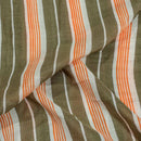 Olive Colour Stripes Print Muslin Feel Viscose Fabric