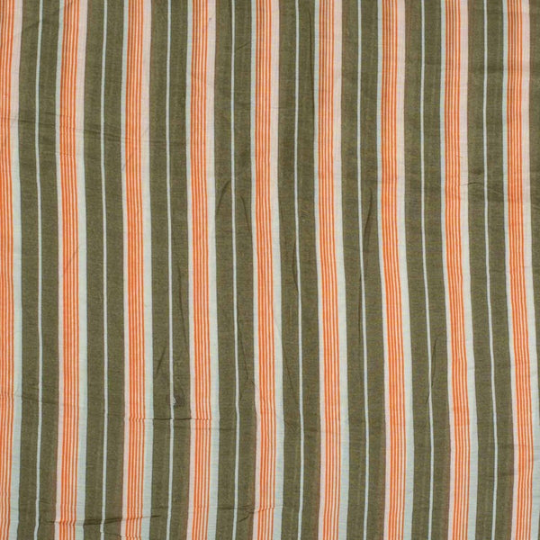 Olive Colour Stripes Print Muslin Feel Viscose Fabric