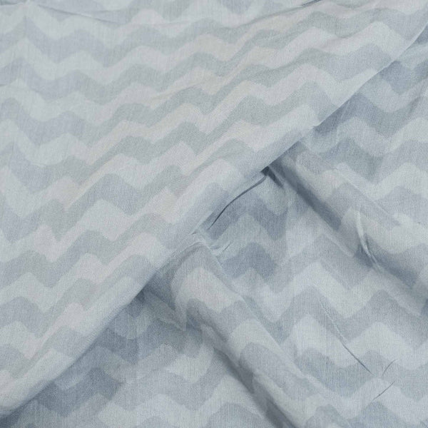 Smoke Colour Chevron Print Muslin Feel Viscose Fabric