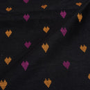 Black Colour Geometric Soft Spun Dupion Jacquard Fabric