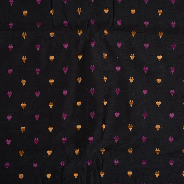Black Colour Geometric Soft Spun Dupion Jacquard Fabric