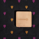 Black Colour Geometric Soft Spun Dupion Jacquard Fabric