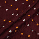 Plum Colour Ek Bundi Double Shade Bandhani Cotton Satin Fabric