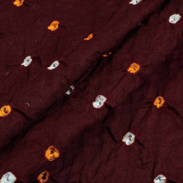 Plum Colour Ek Bundi Double Shade Bandhani Cotton Satin Fabric