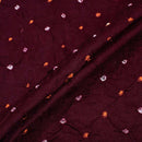 Plum Colour Ek Bundi Double Shade Bandhani Cotton Satin Fabric