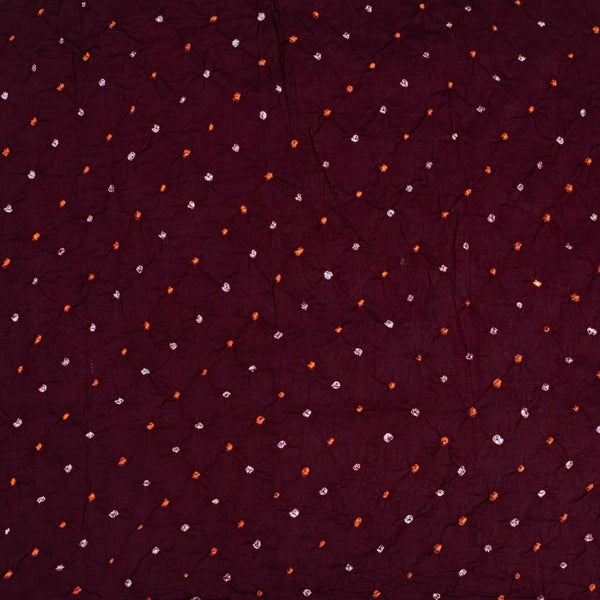 Plum Colour Ek Bundi Double Shade Bandhani Cotton Satin Fabric