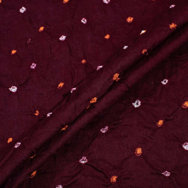 Plum Colour Ek Bundi Double Shade Bandhani Cotton Satin Fabric