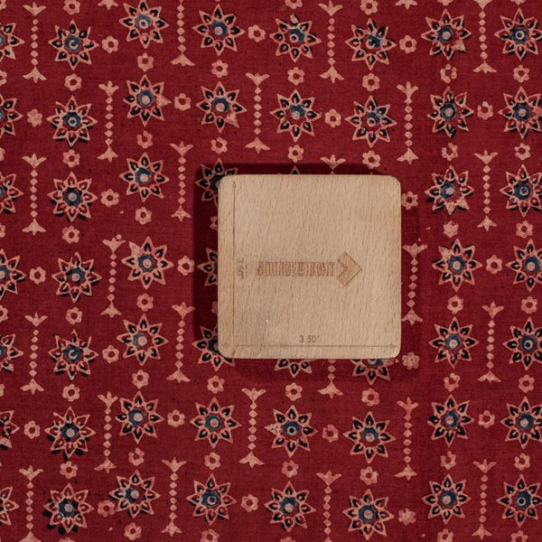 Red Maroon Colour Floral Block Print Cotton Fabric